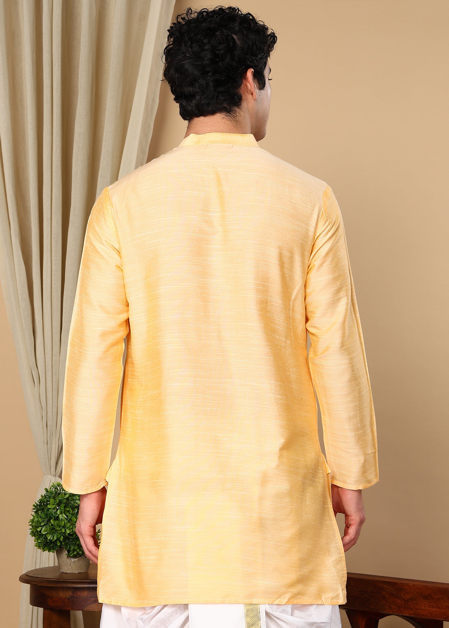 Tattva Yellow Toned Solid Short Straight Kurta