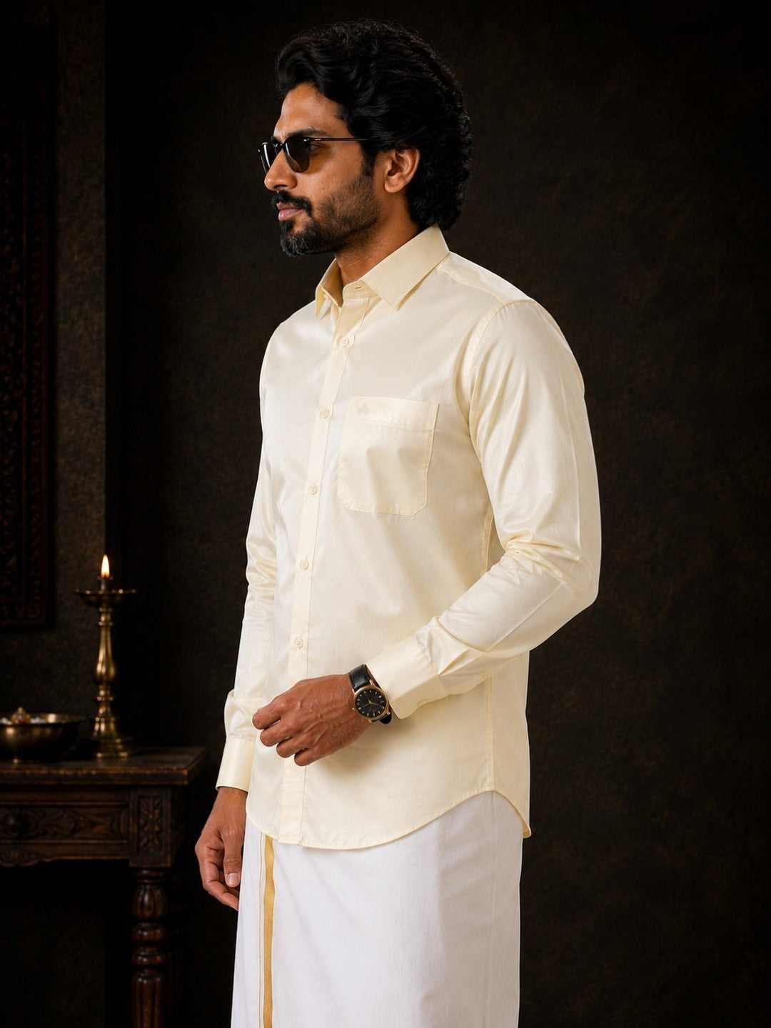 Tattva Mens White Colour Solid Party Shirt