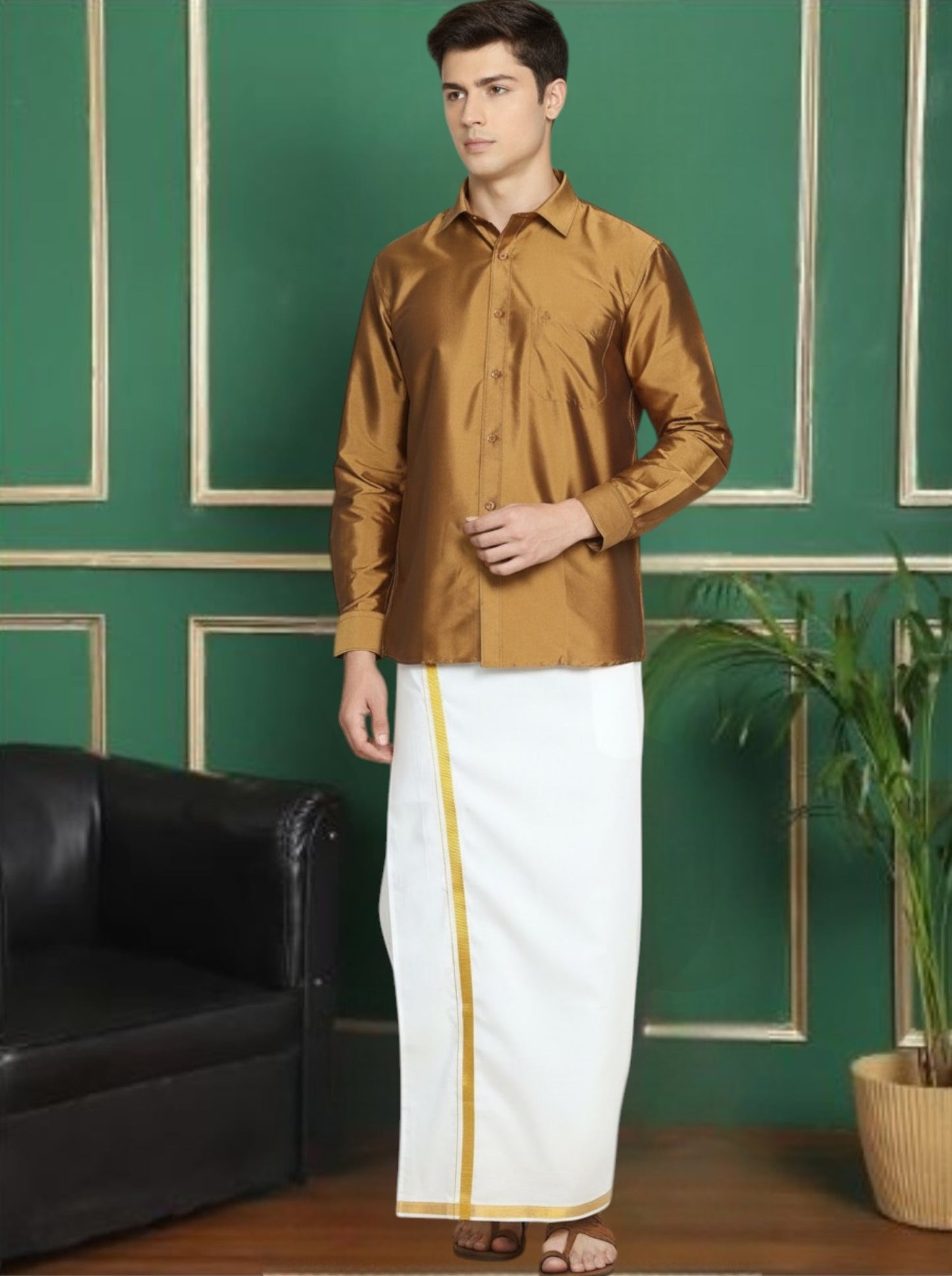 Tattva Men Solid Cut Away Collar Casual Shirt