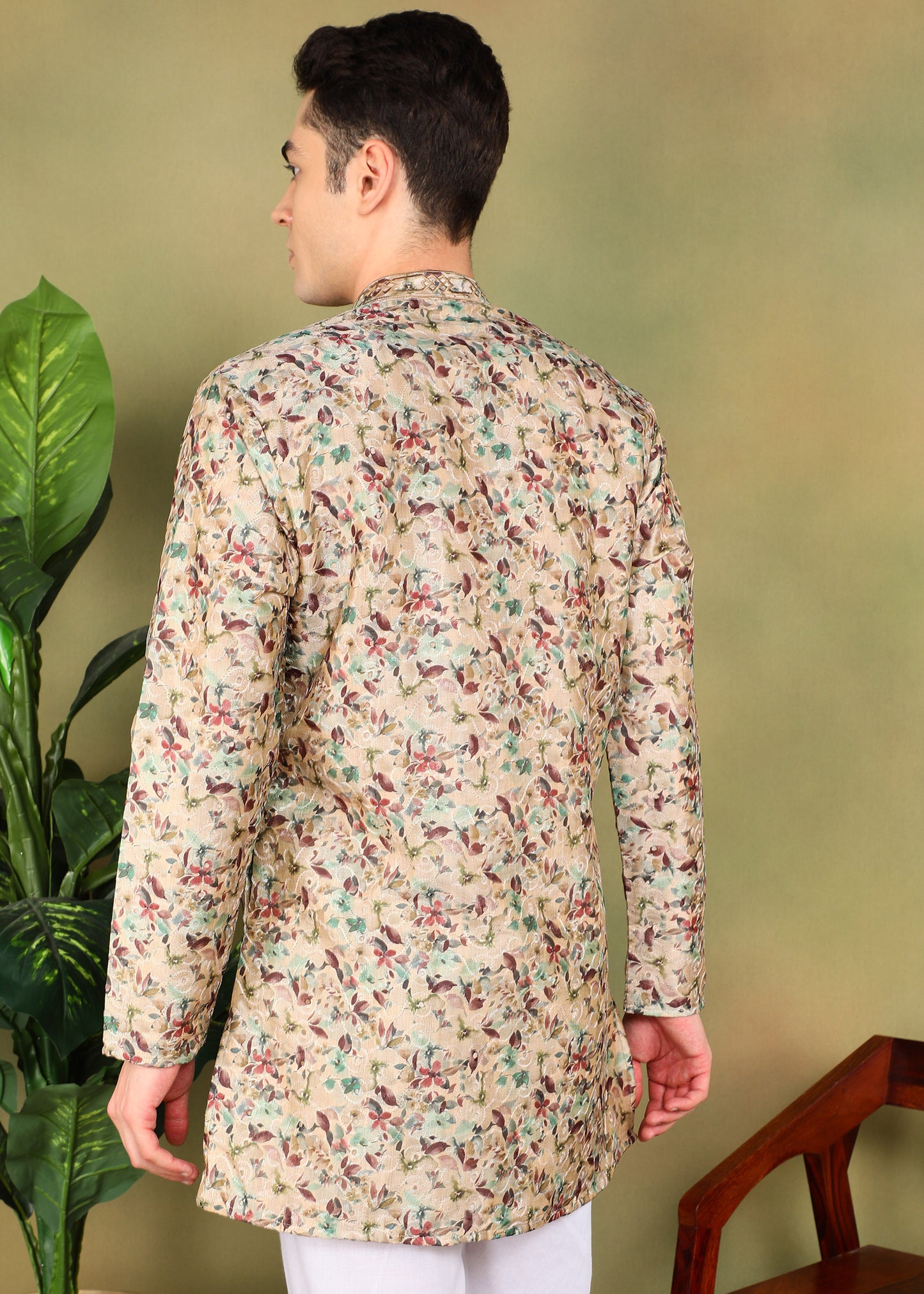 Tattva Men Tan colored Short Kurta