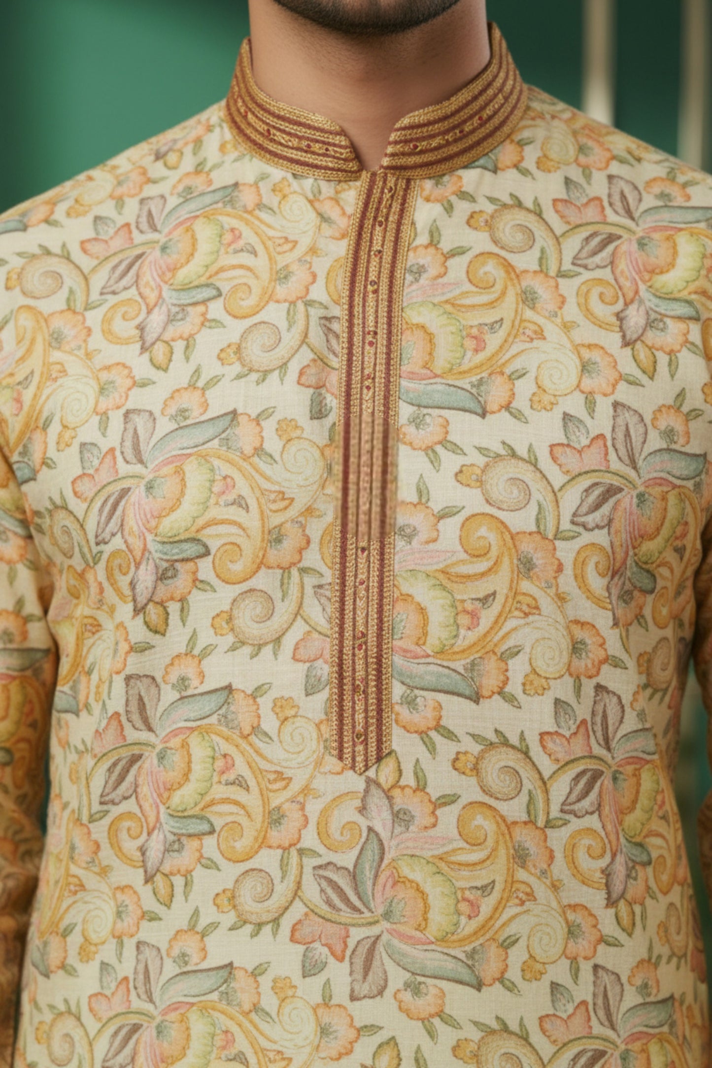 Tattva Men Applique Threadwork Short Kurta