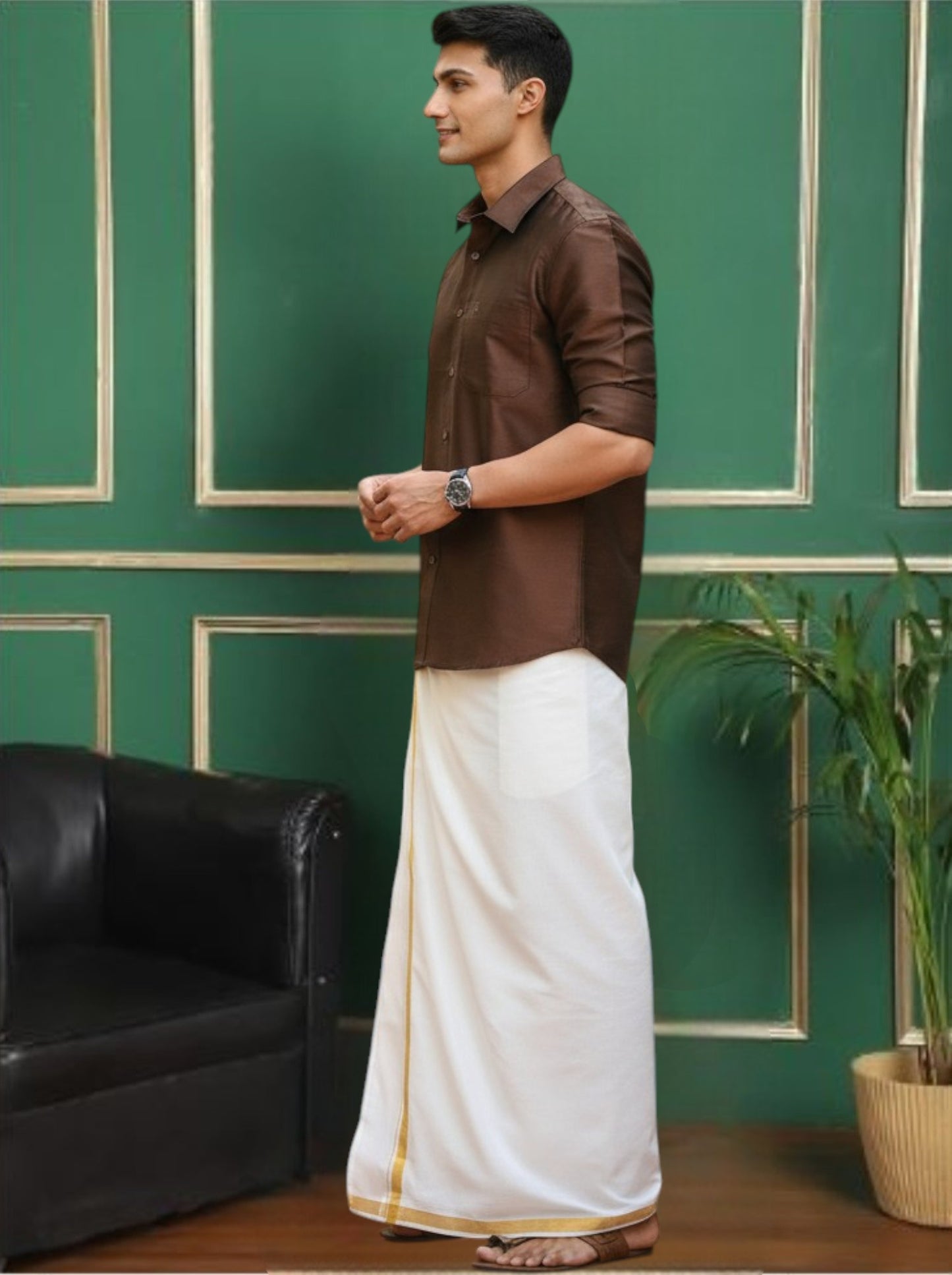 Tattva Mens Coffee Solid Shirt