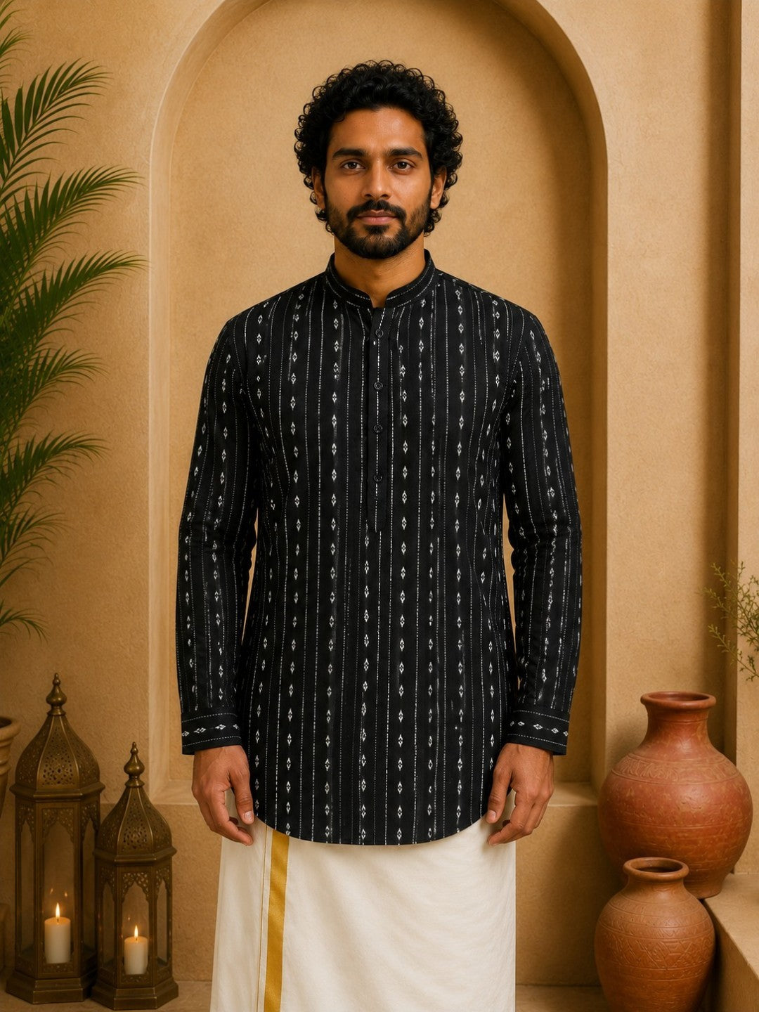 Tattva Woven Design Thread Work Super Short Kurta