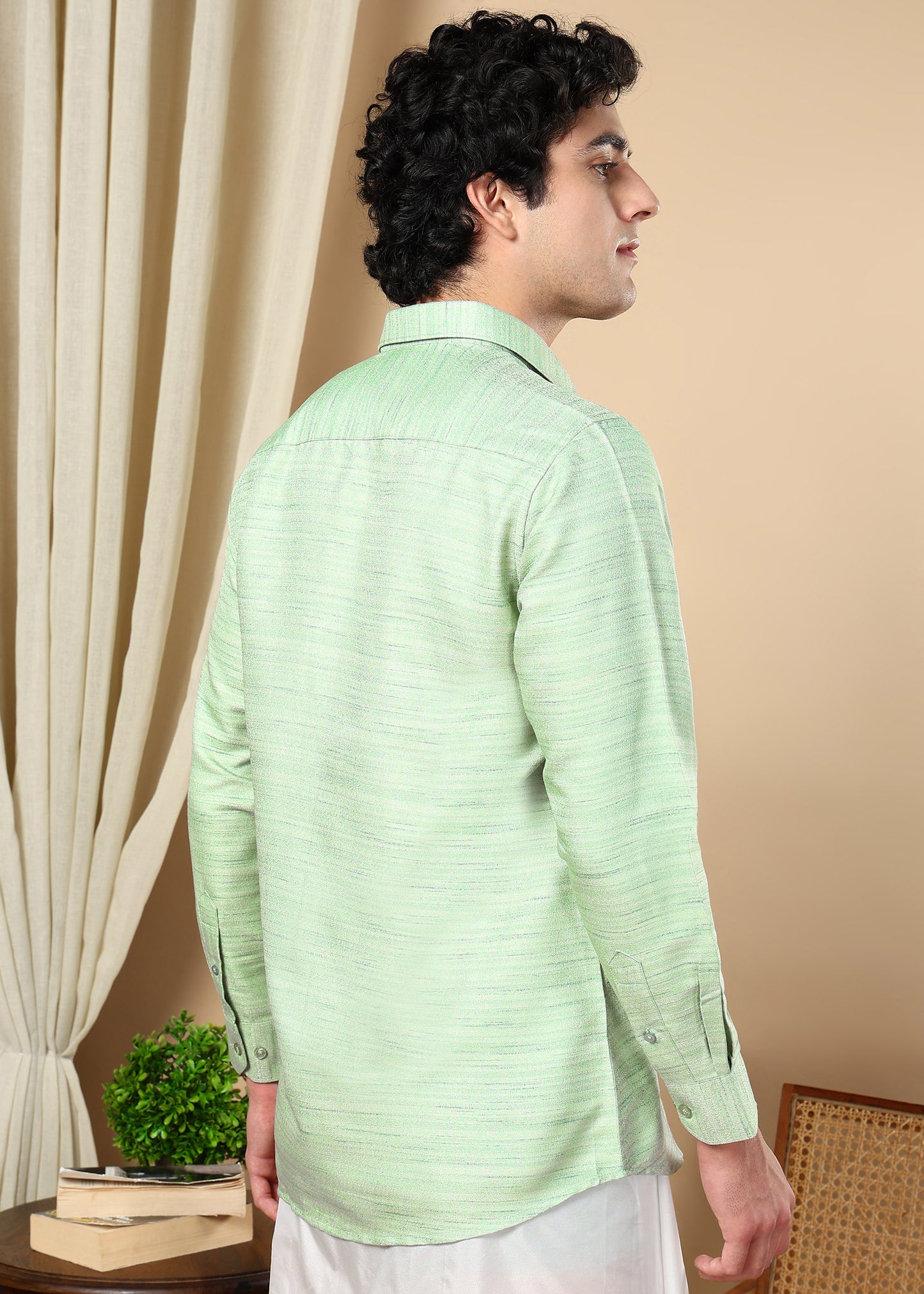 Tattva Men Green Striped Shirt