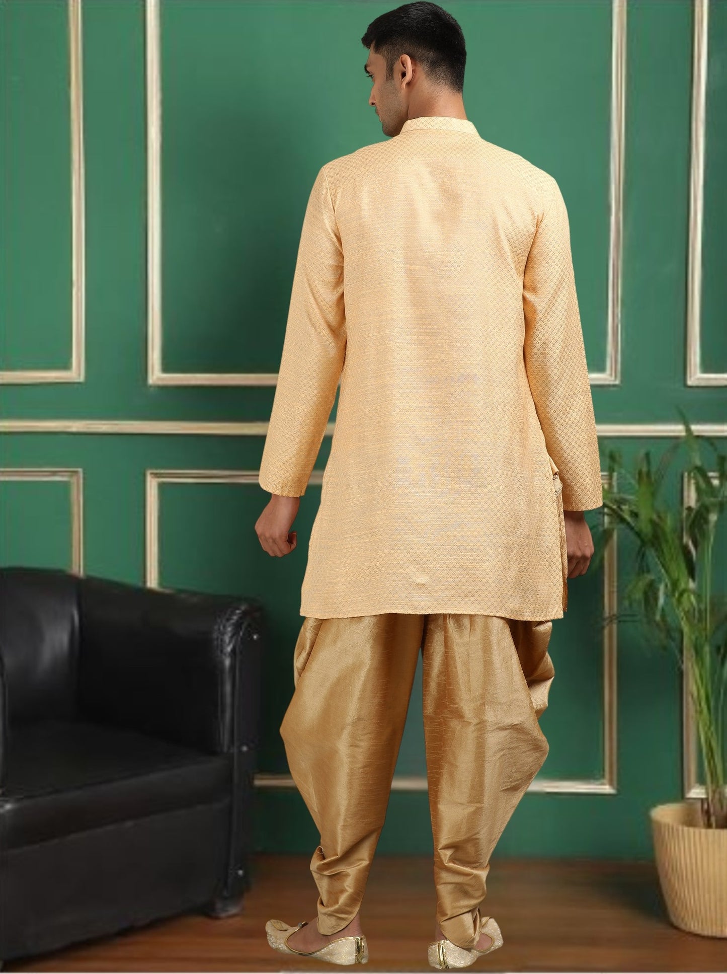 Tattva Bronze Toned Jacquard Short Kurta