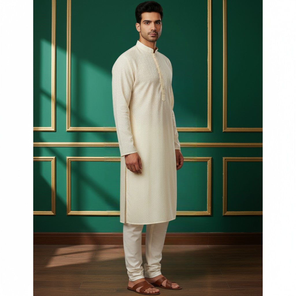 Tattva Men Floral Embossed Kurta Pyjama