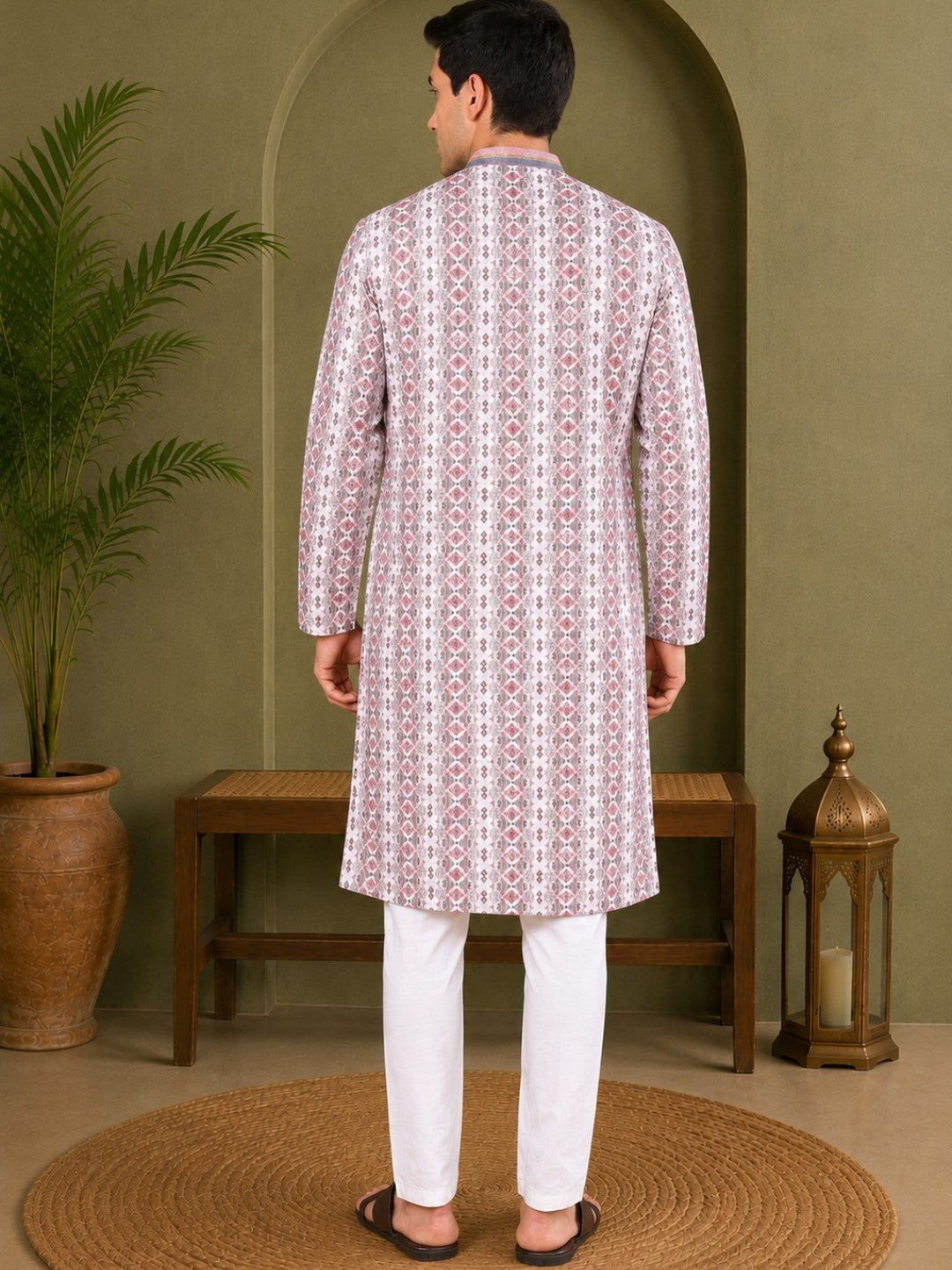 Tattva Men's Embroidered Thread Work Sequined Kurta