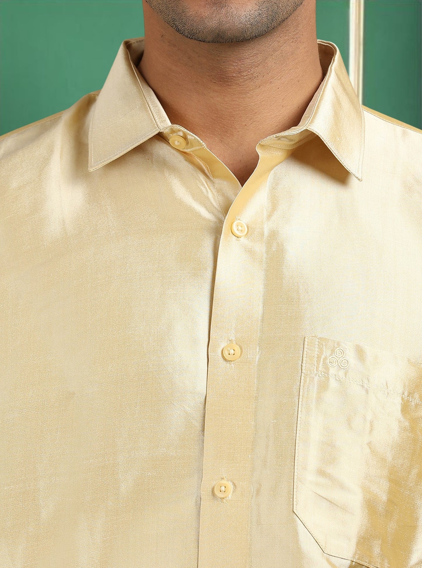 Tattva Men Beige Toned Pure Silk Shirt