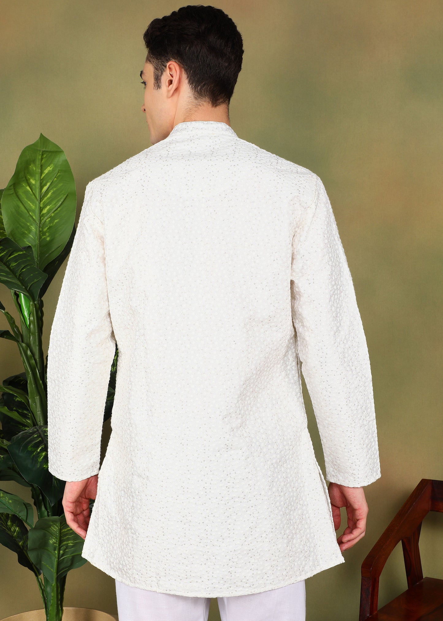 Tattva Men White Short Kurta