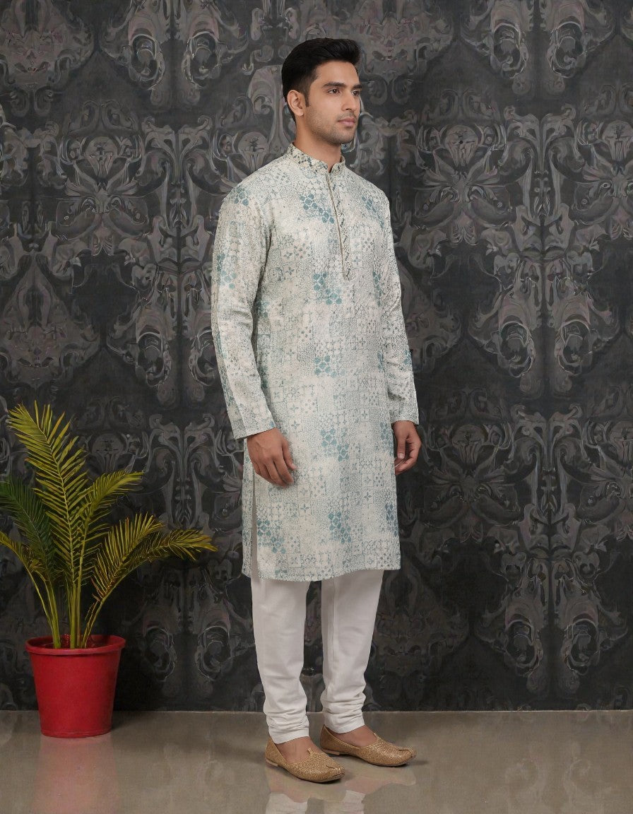 Tattva Men Sequined Threadwork Kurta with Pyjama