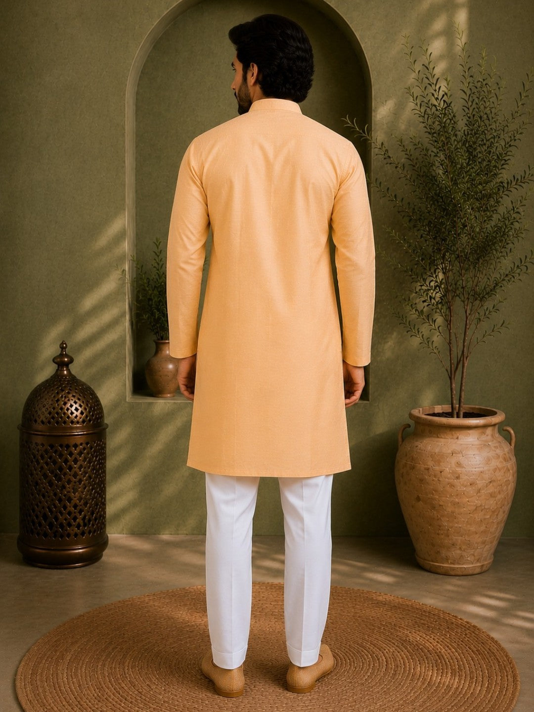 Tattva Solid Embroidered Mandarin Collar Short Kurta