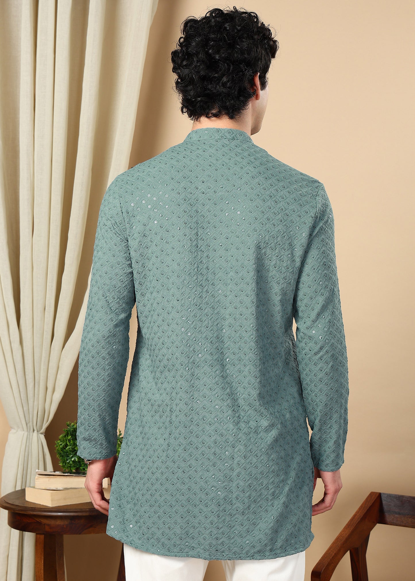 Tattva Grey Embroidered Short Kurta