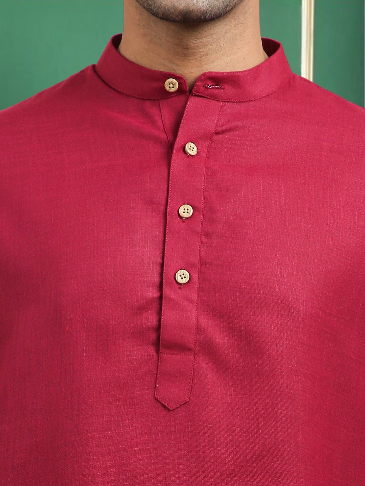 Tattva Maroon Toned Solid Cotton Short Kurta