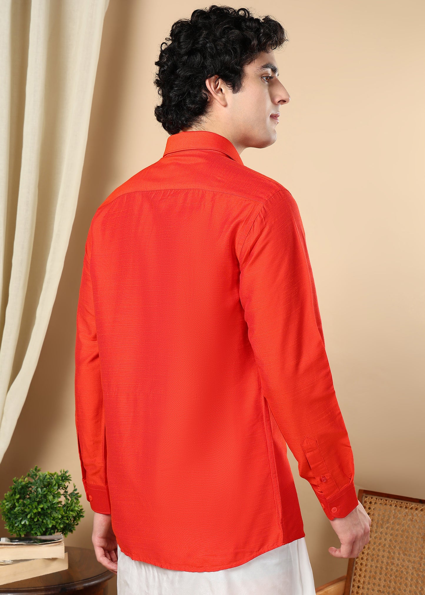 Tattva Men Orange Solid Shirt