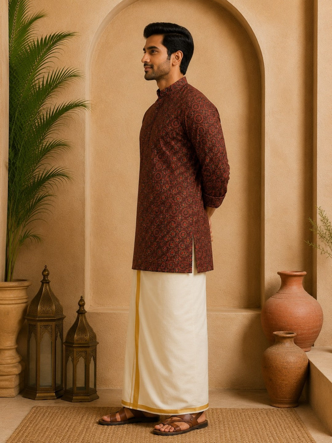 Tattva Men Printed Super Short Kurta