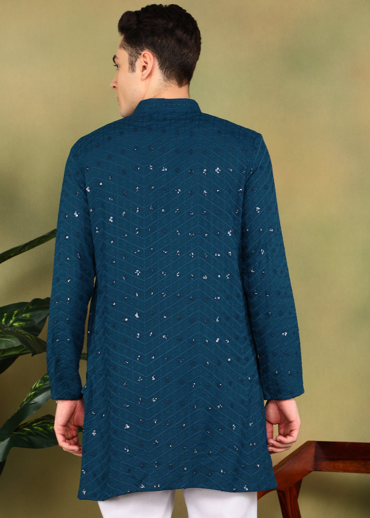 Tattva Men Dark Blue Short Kurta