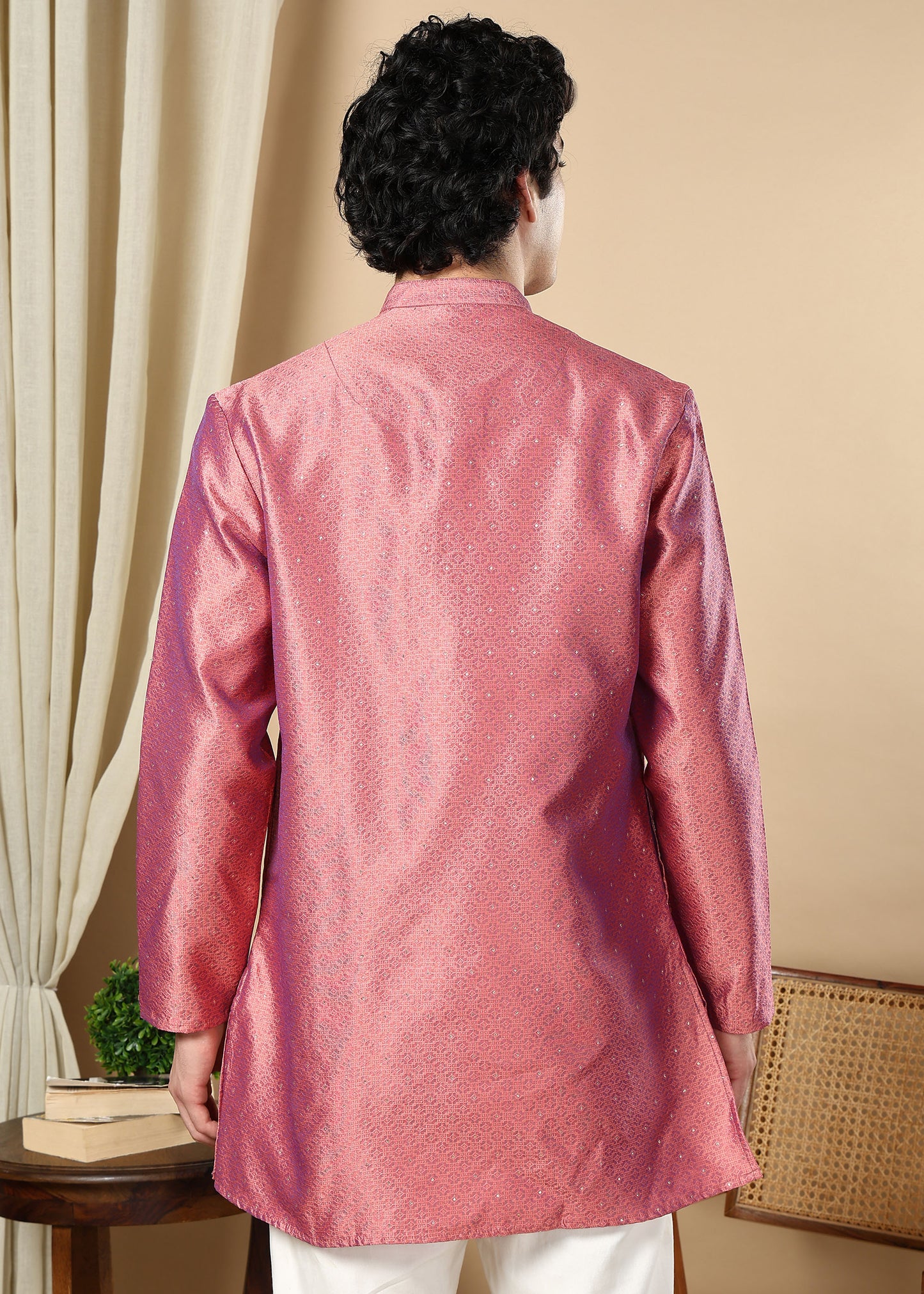 Tattva Pink Toned Embellished Short Kurta