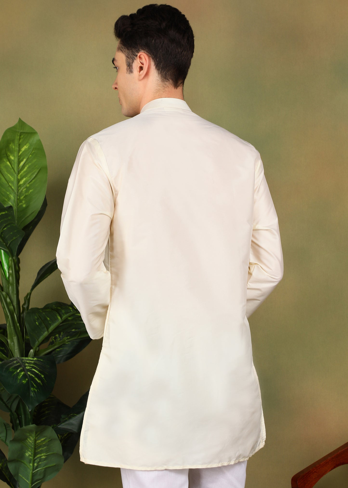 Tattva Men Cream Colored Short Kurta