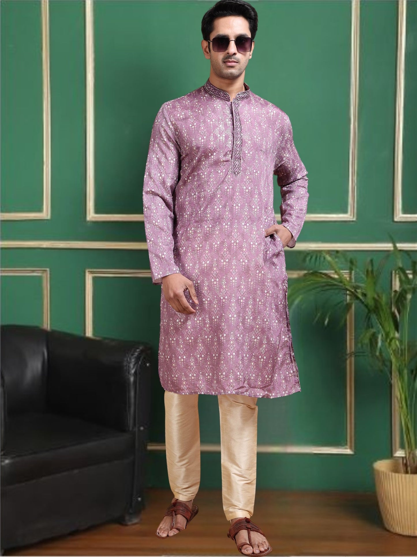 Tattva Men Empire Sequinned Kurta with Pyjamas