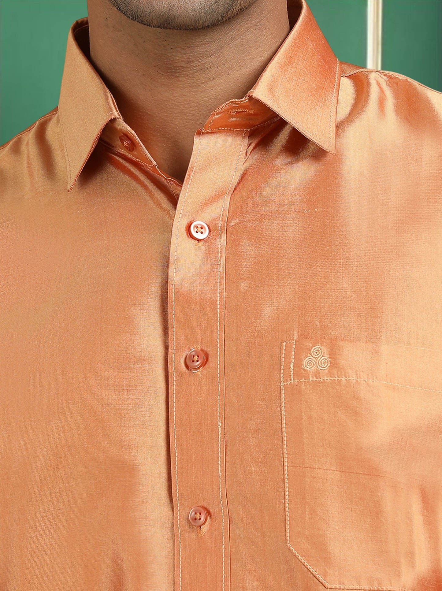 Tattva Men Orange Toned Pure Silk Shirt