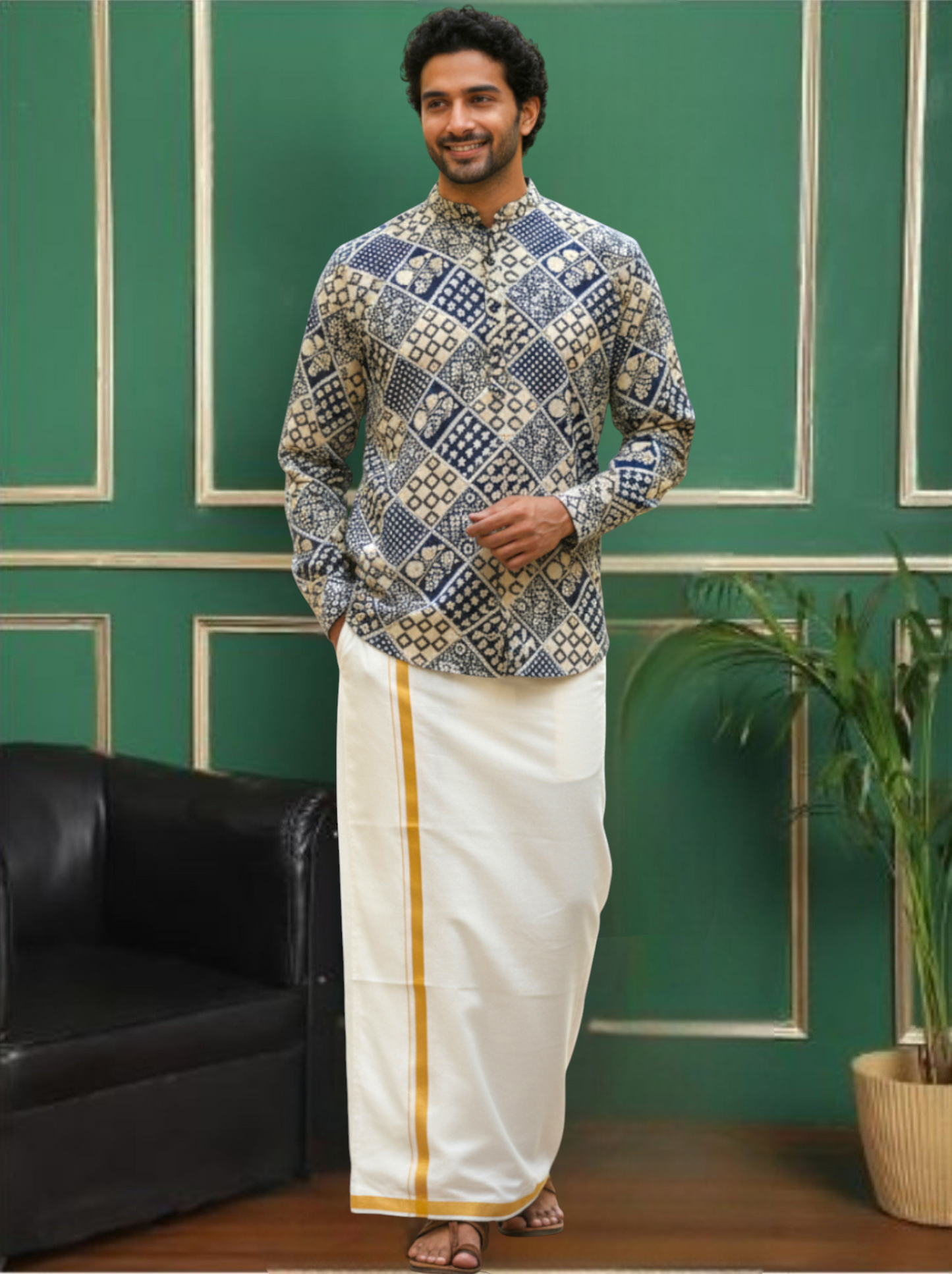 Tattva Men Printed Super Short Kurta