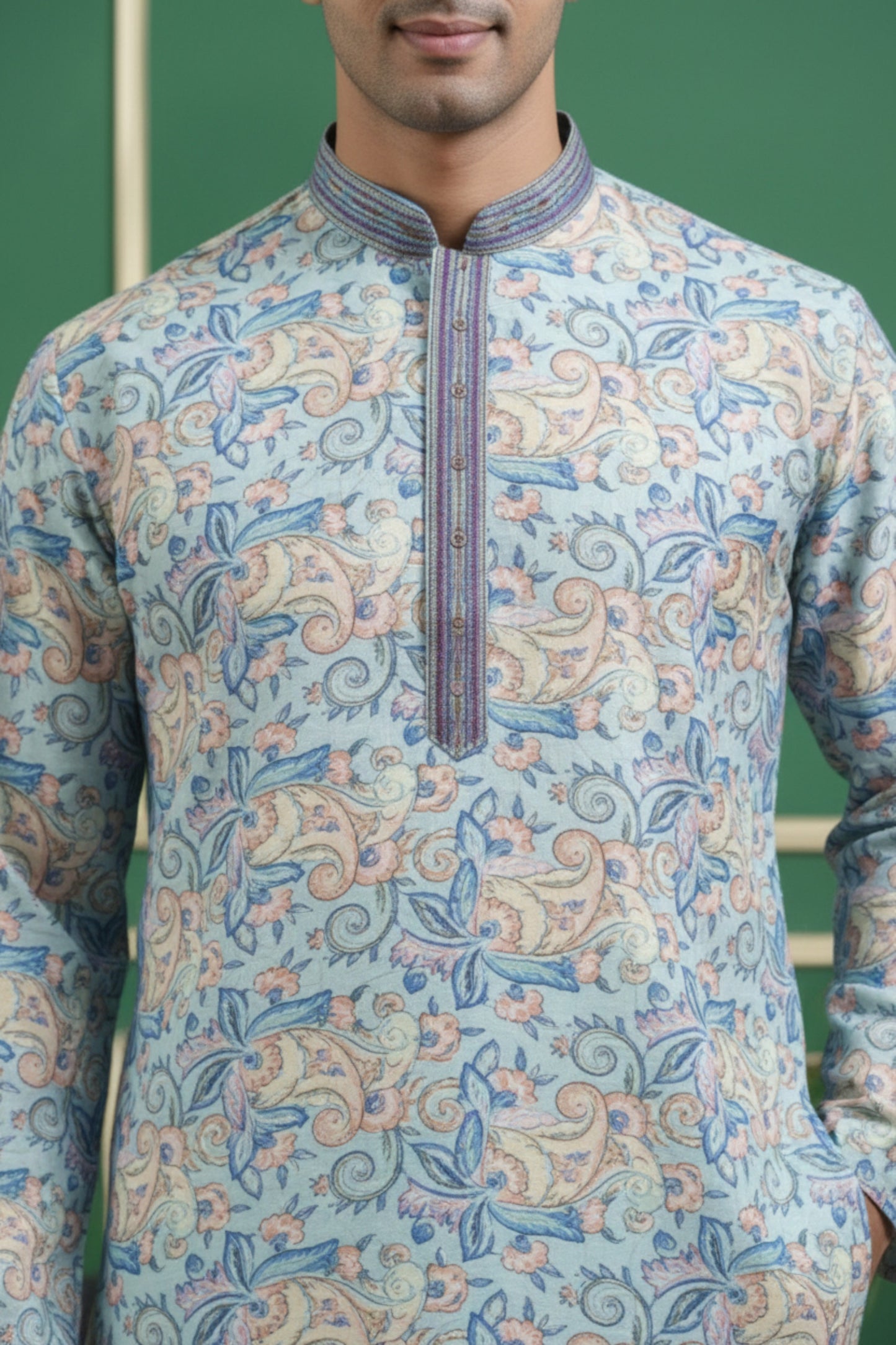 Tattva Men Applique Threadwork Short Kurta