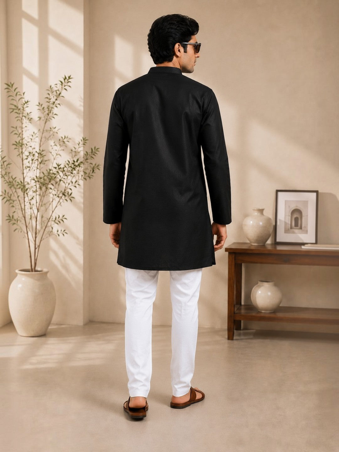 Tattva Men Premium Cotton Solid Straight Kurta
