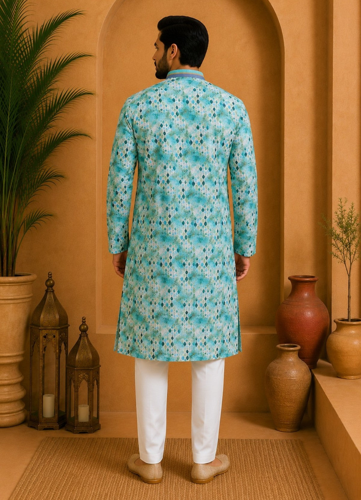 Tattva Men's Embroidered Thread Work Sequinned Kurta