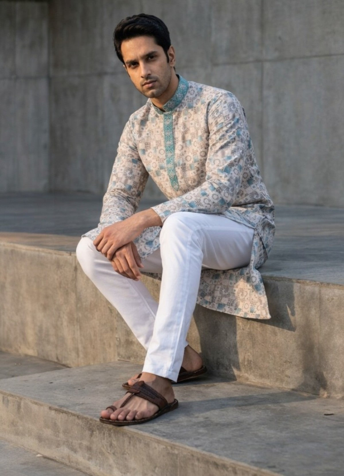 Tattva Woven Diamond Motif Multicolor Festive Kurta Set