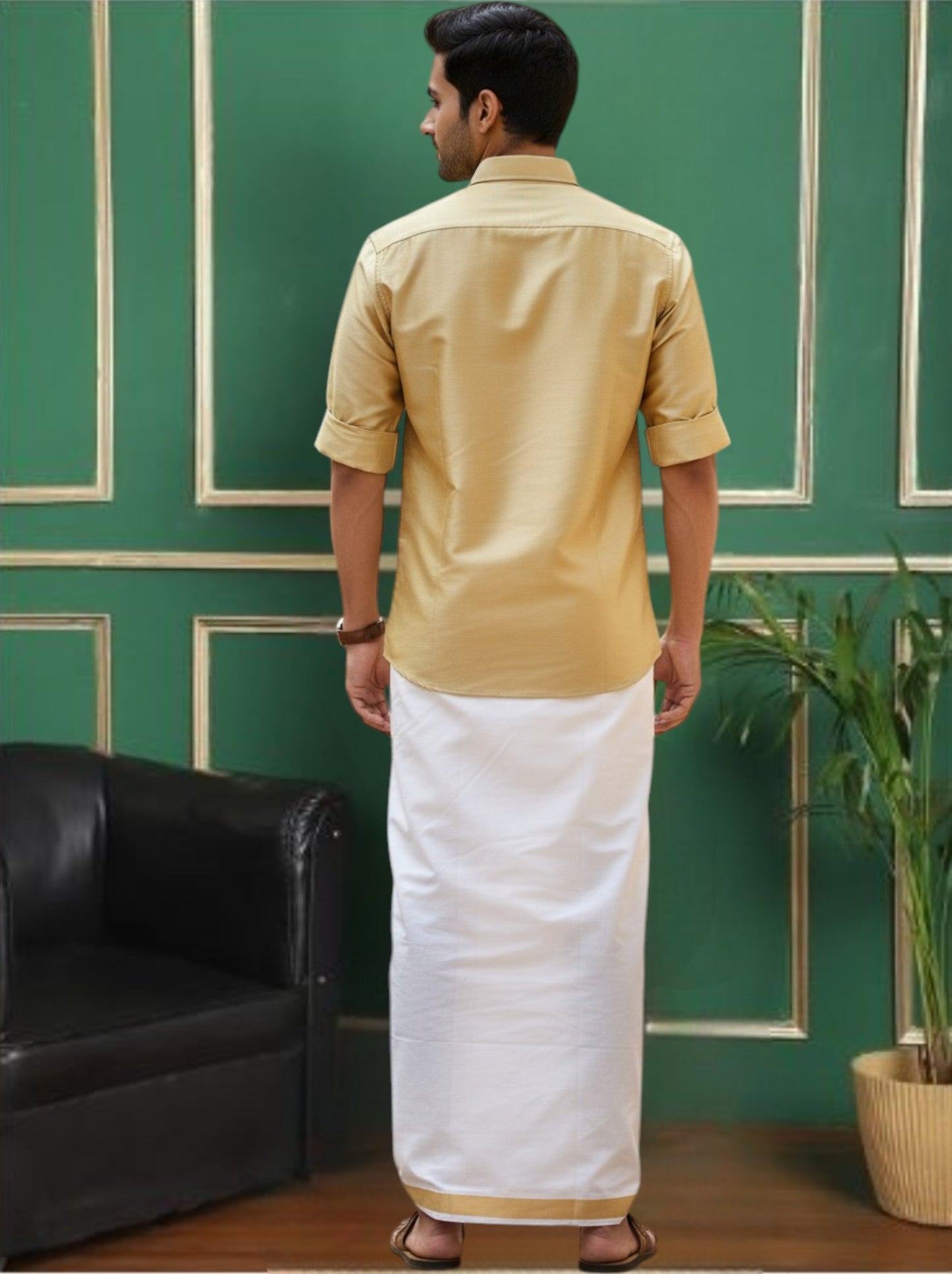 Tattva Men Regular Fit Solid Spread Collar Festive Shirt