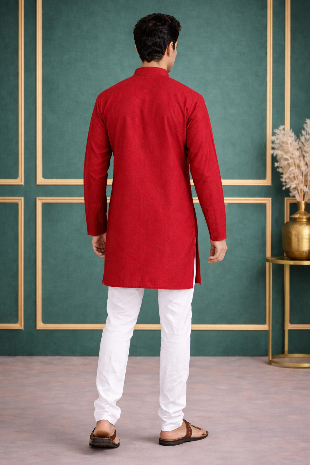 Tattva Men Premium Cotton Solid Straight Kurta