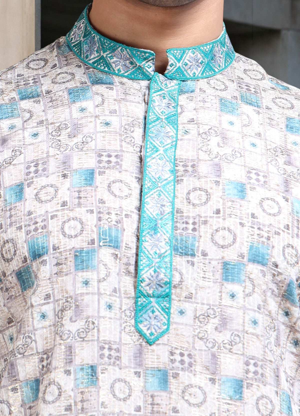 Tattva Woven Diamond Motif Multicolor Festive Kurta Set