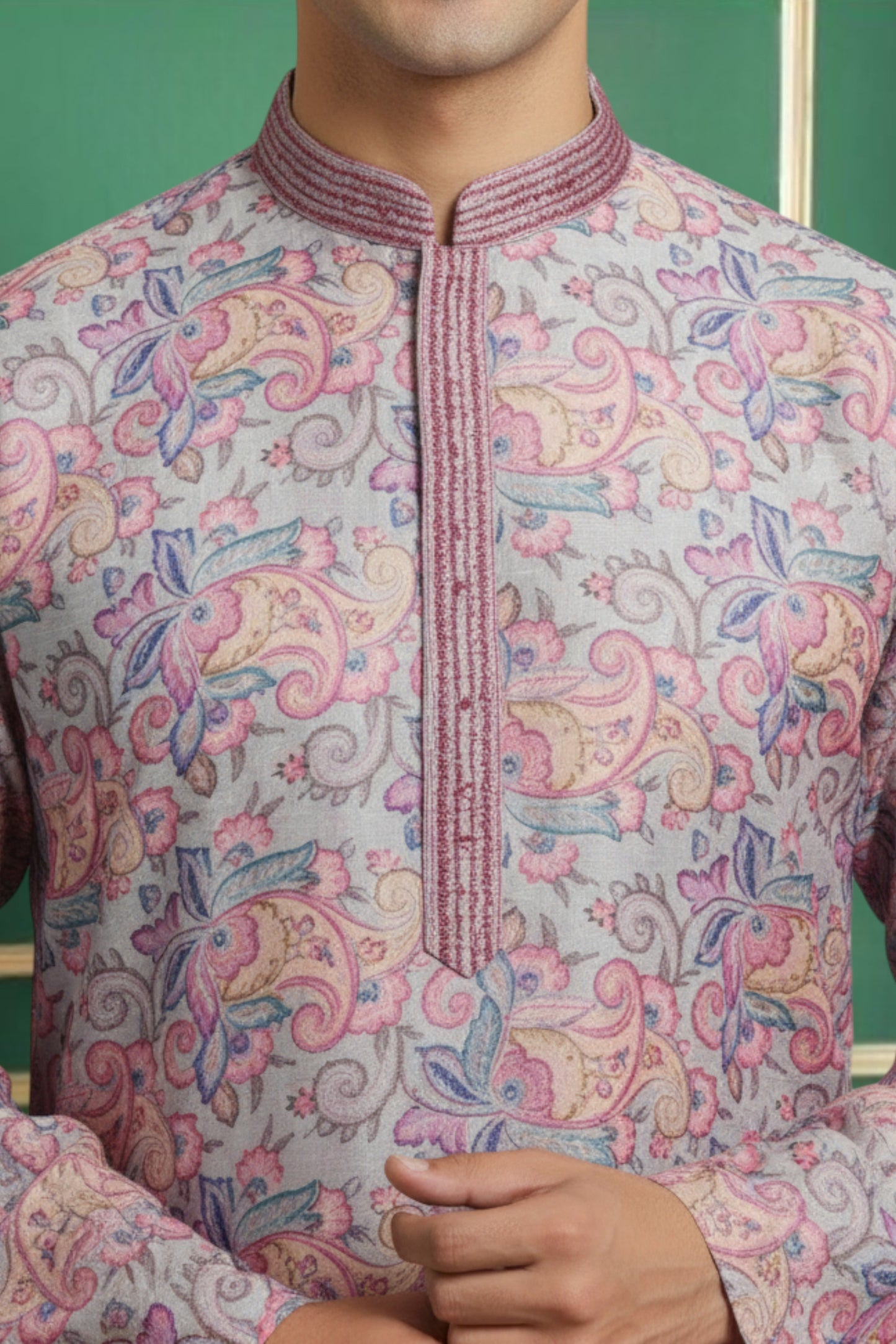 Tattva Men Applique Threadwork Short Kurta