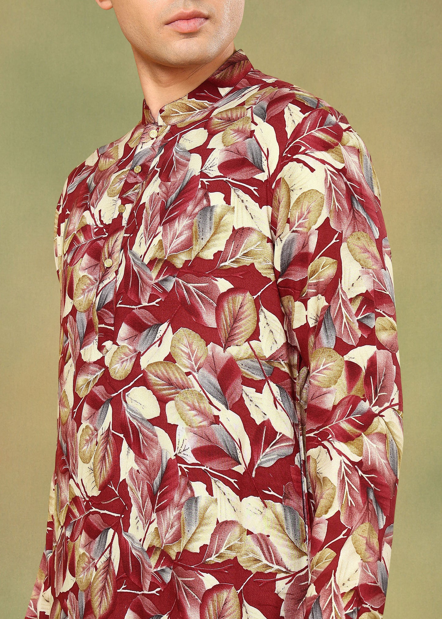 Tattva Men Floral Printed Cotton Kurta Set
