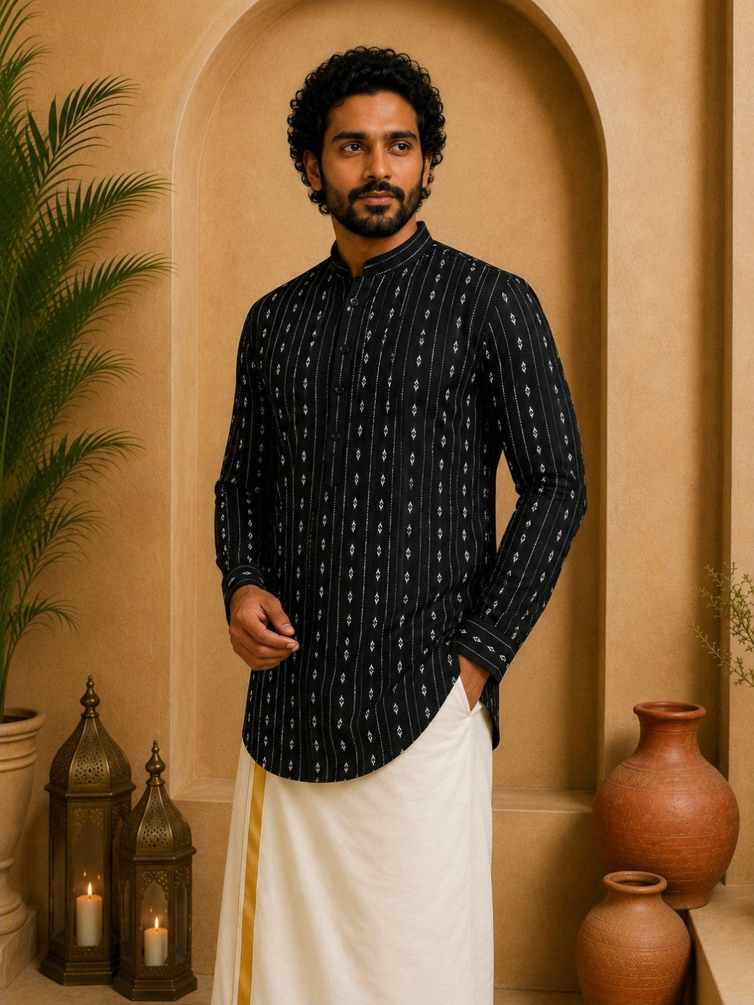 Tattva Woven Design Thread Work Super Short Kurta