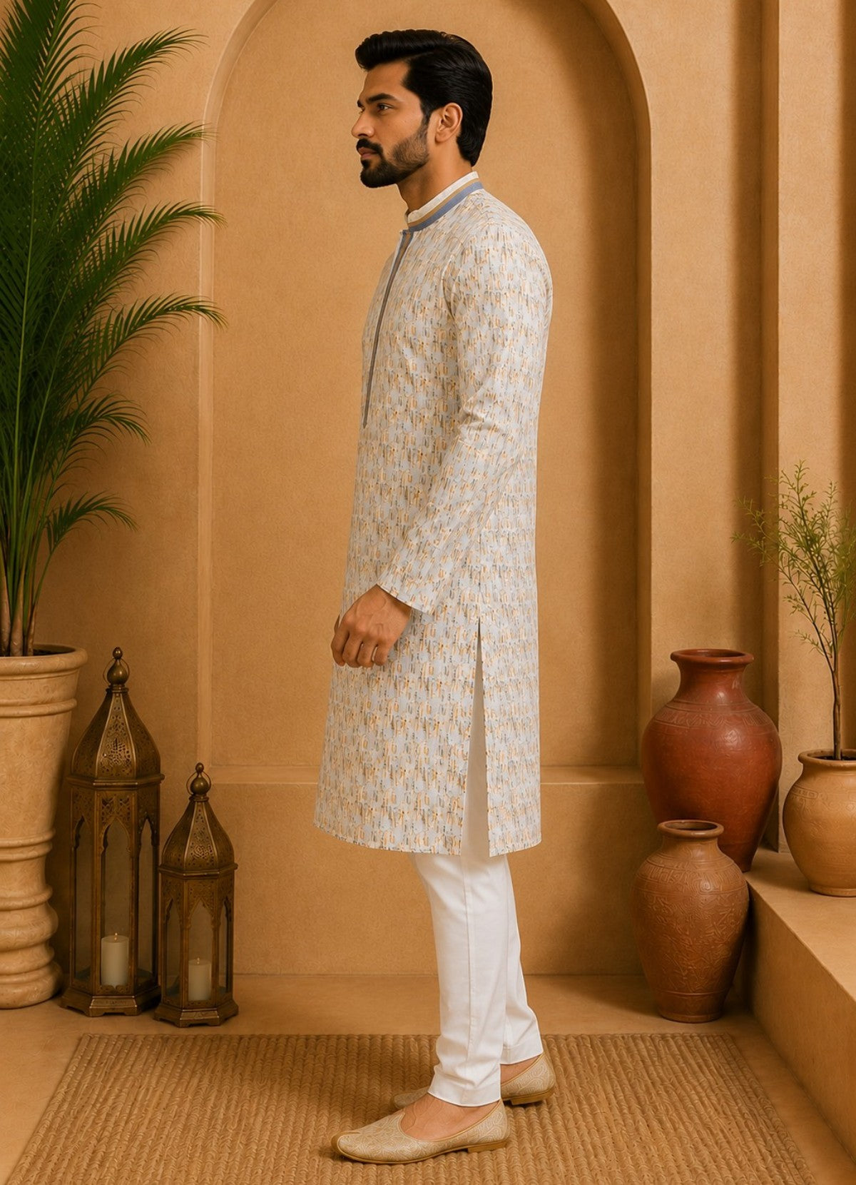 Tattva Men's Embroidered Thread Work Sequinned Kurta