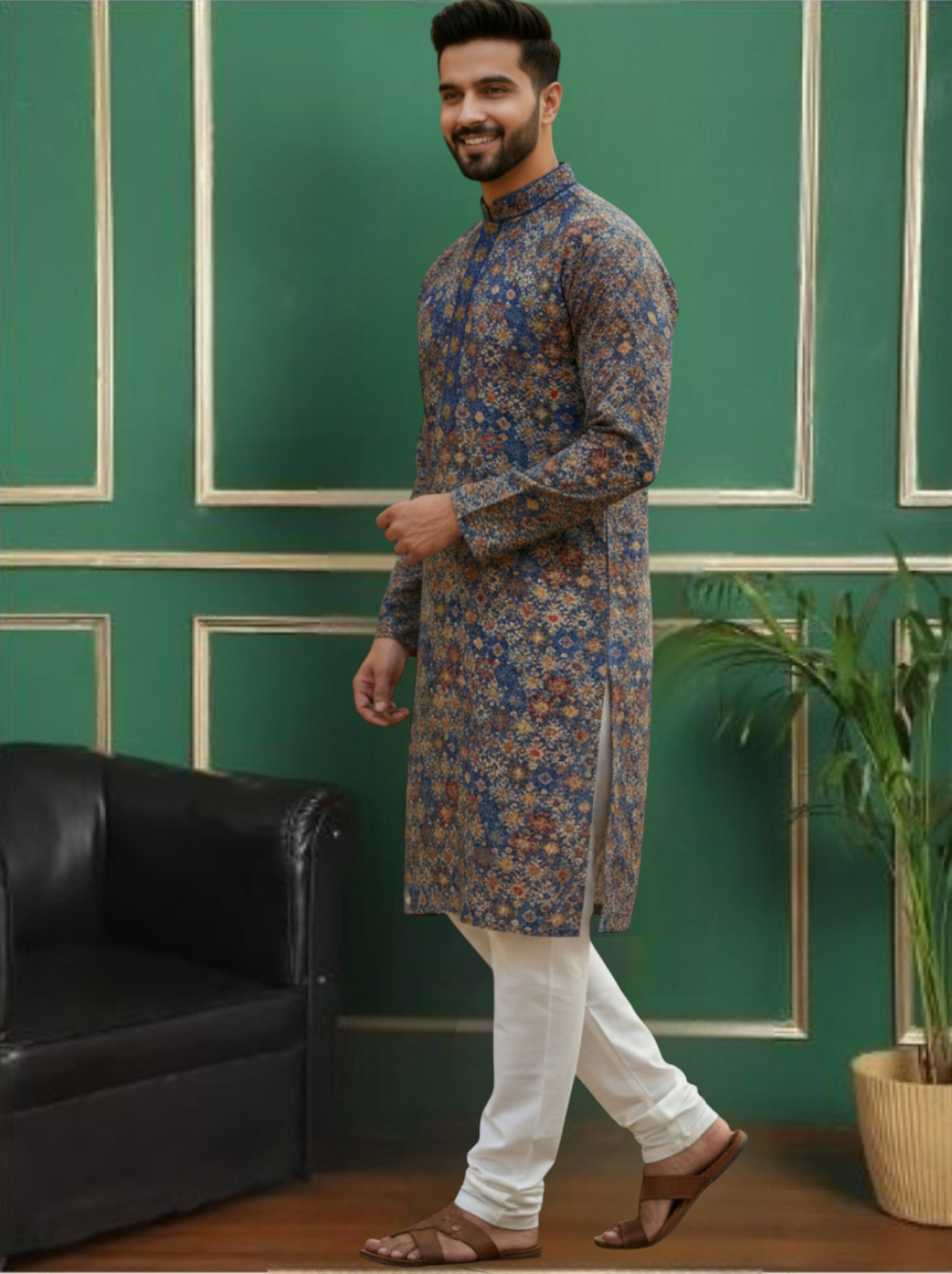 Tattva Men Ethnic Motifs Printed Regular Thread Work Kurta with Pyjamas