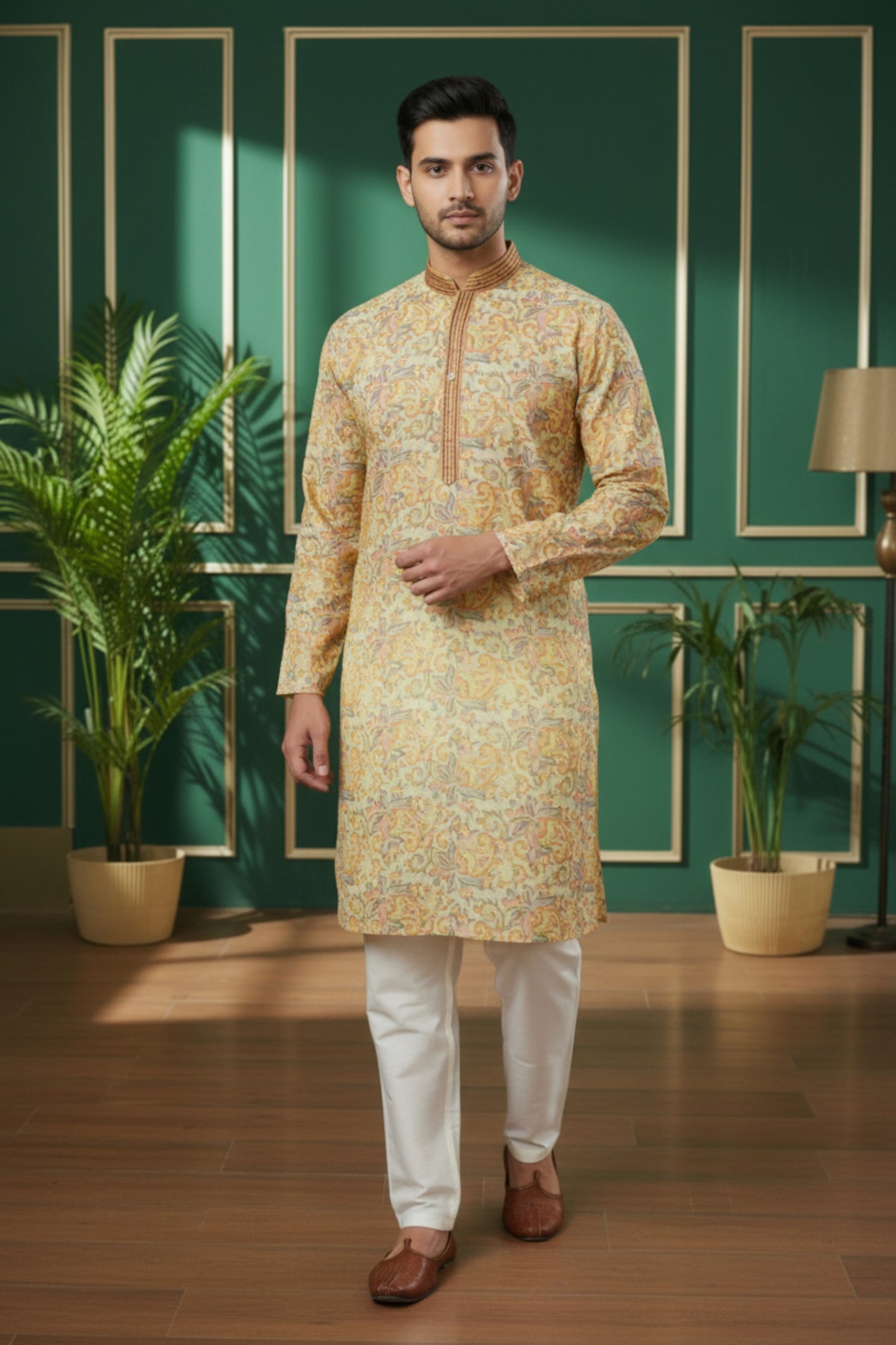 Tattva Men Applique Threadwork Short Kurta