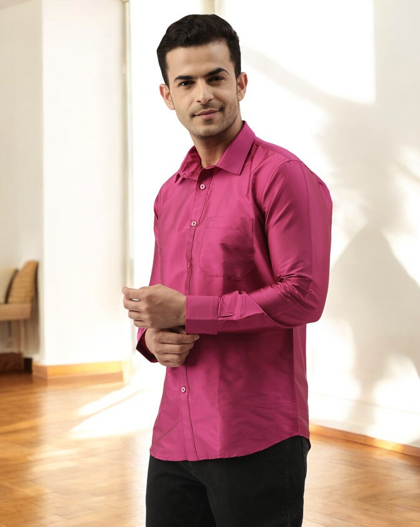 Tattva Pink Solid Regular Shirt