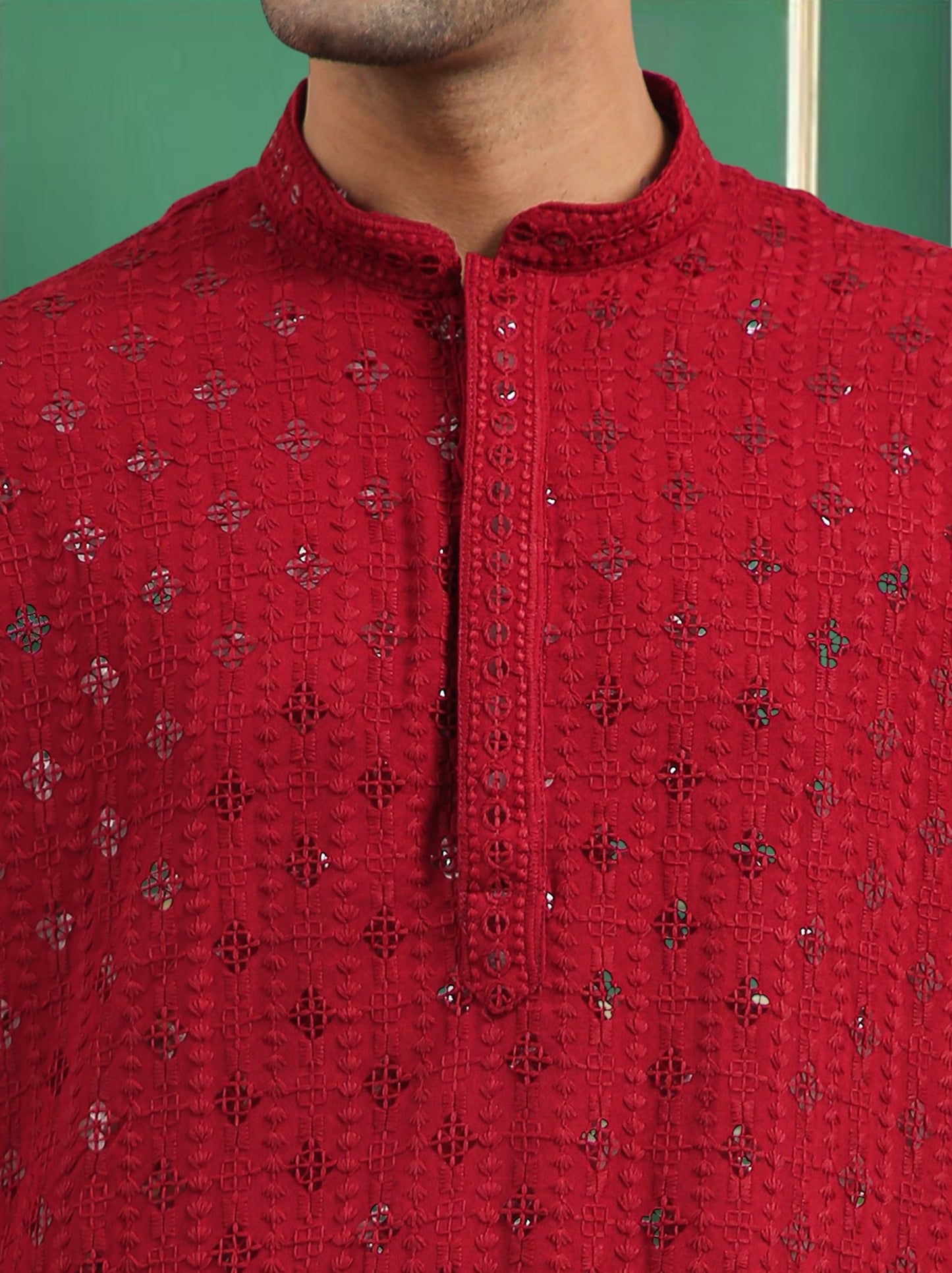 Tattva Maroon Toned chikankari Cotton Short Kurta