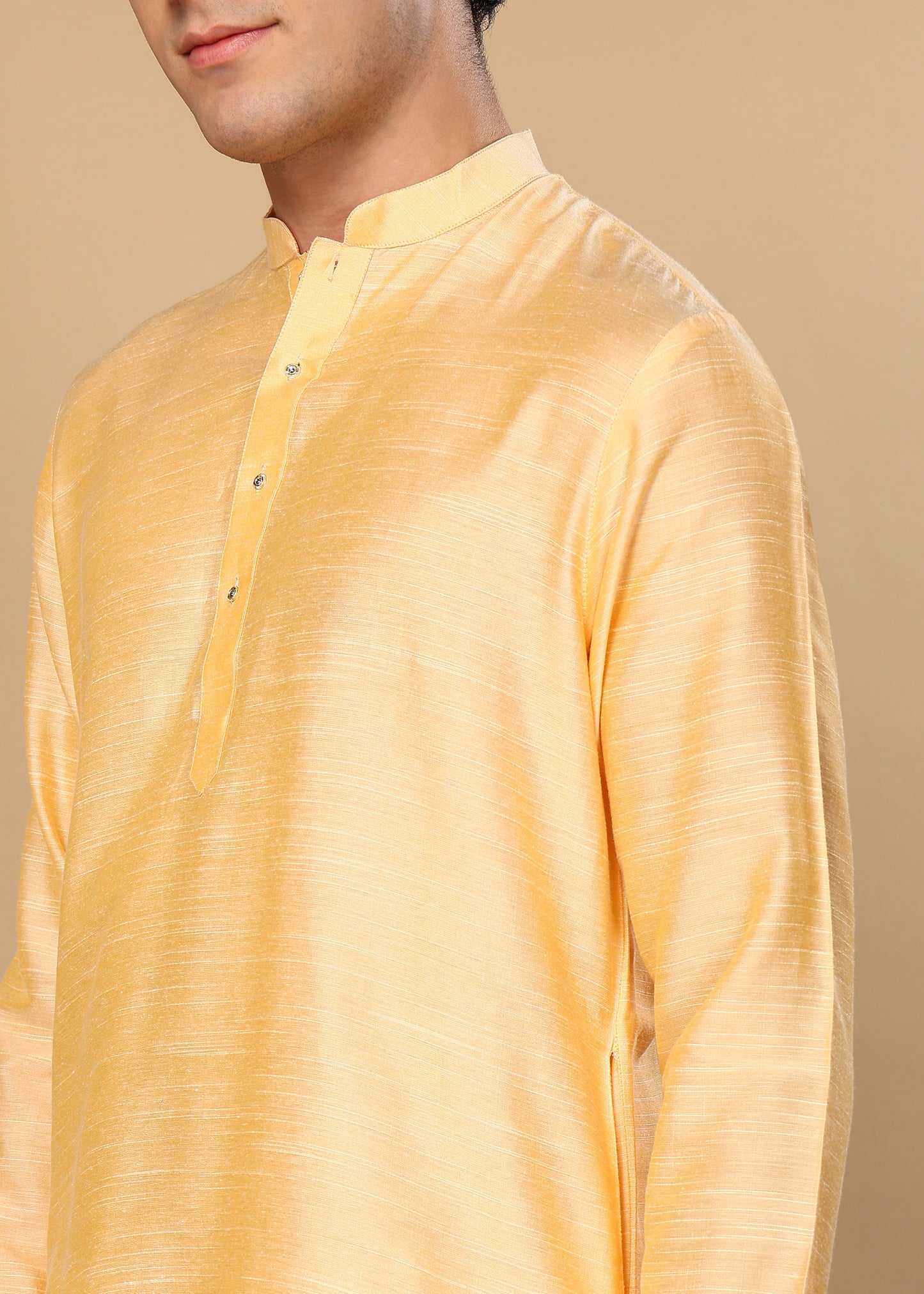 Tattva Yellow Toned Solid Short Straight Kurta