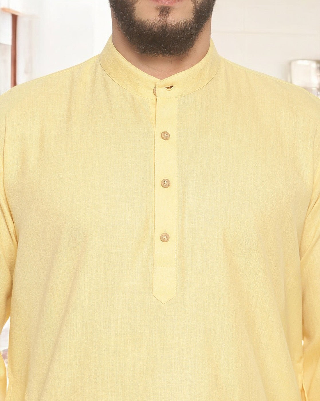 Yellow Cotton Solid Long Kurta