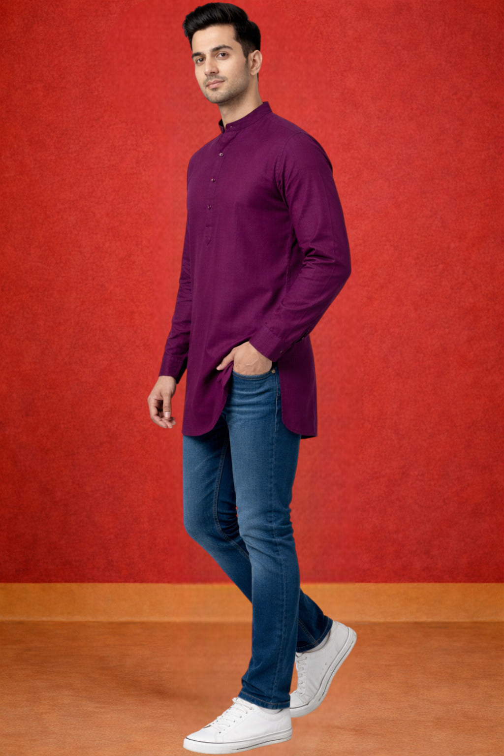 Tattva Men Premium Cotton Printed Straight Kurta