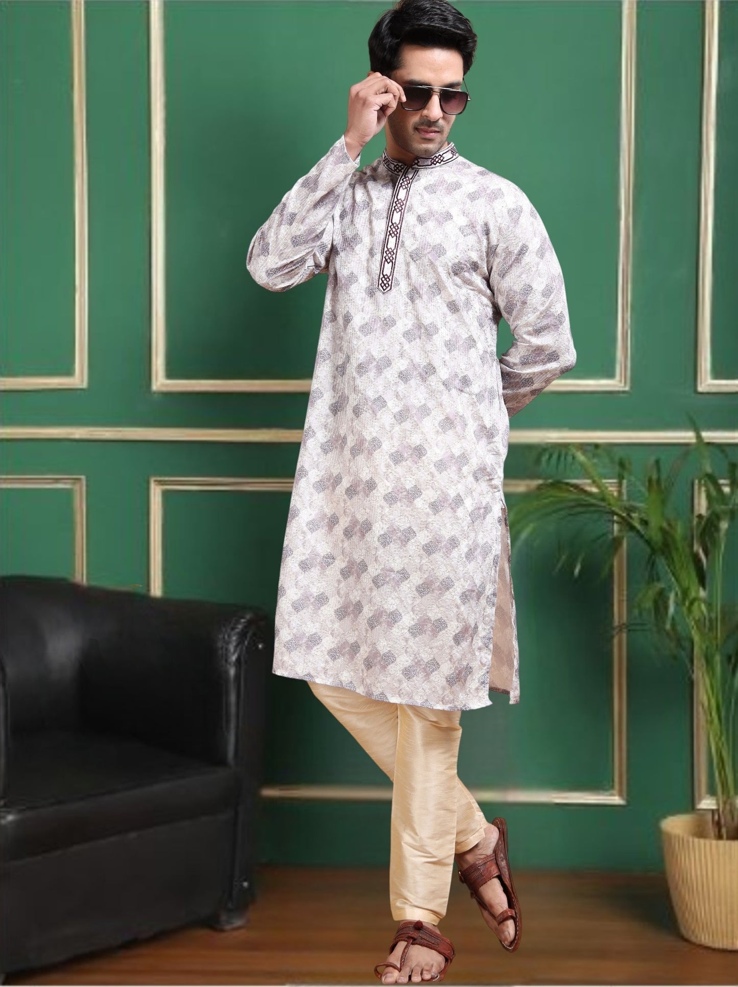 Tattva Men Empire Sequinned Kurta with Pyjamas