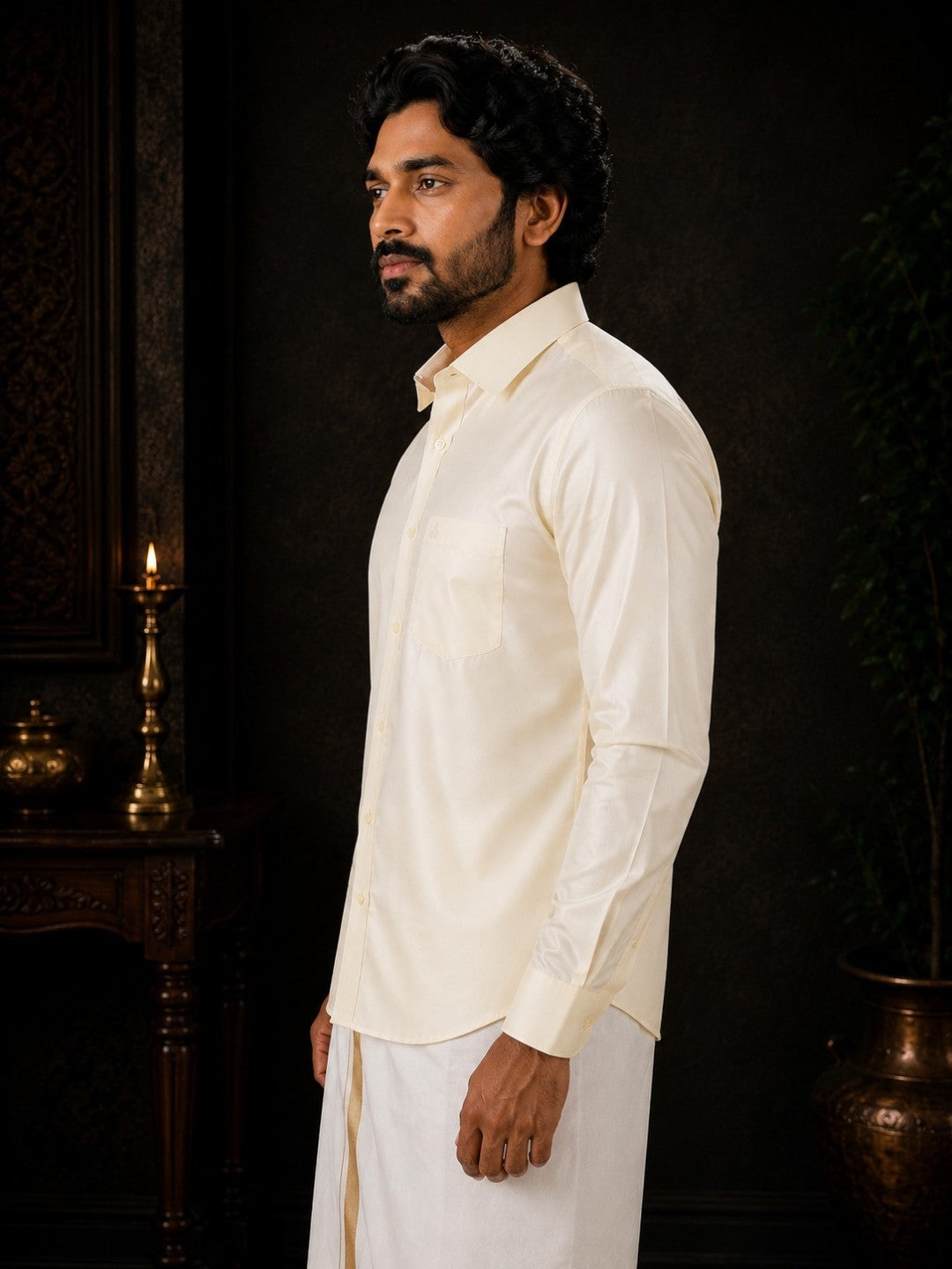 Tattva Mens White Solid Shirt