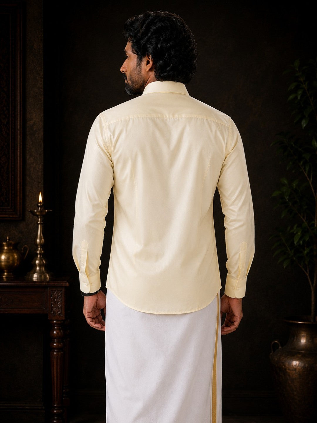 Tattva Mens White Colour Solid Party Shirt