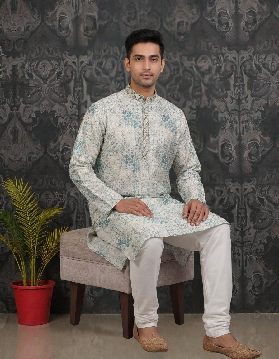 Tattva Men Sequined Threadwork Kurta with Pyjama