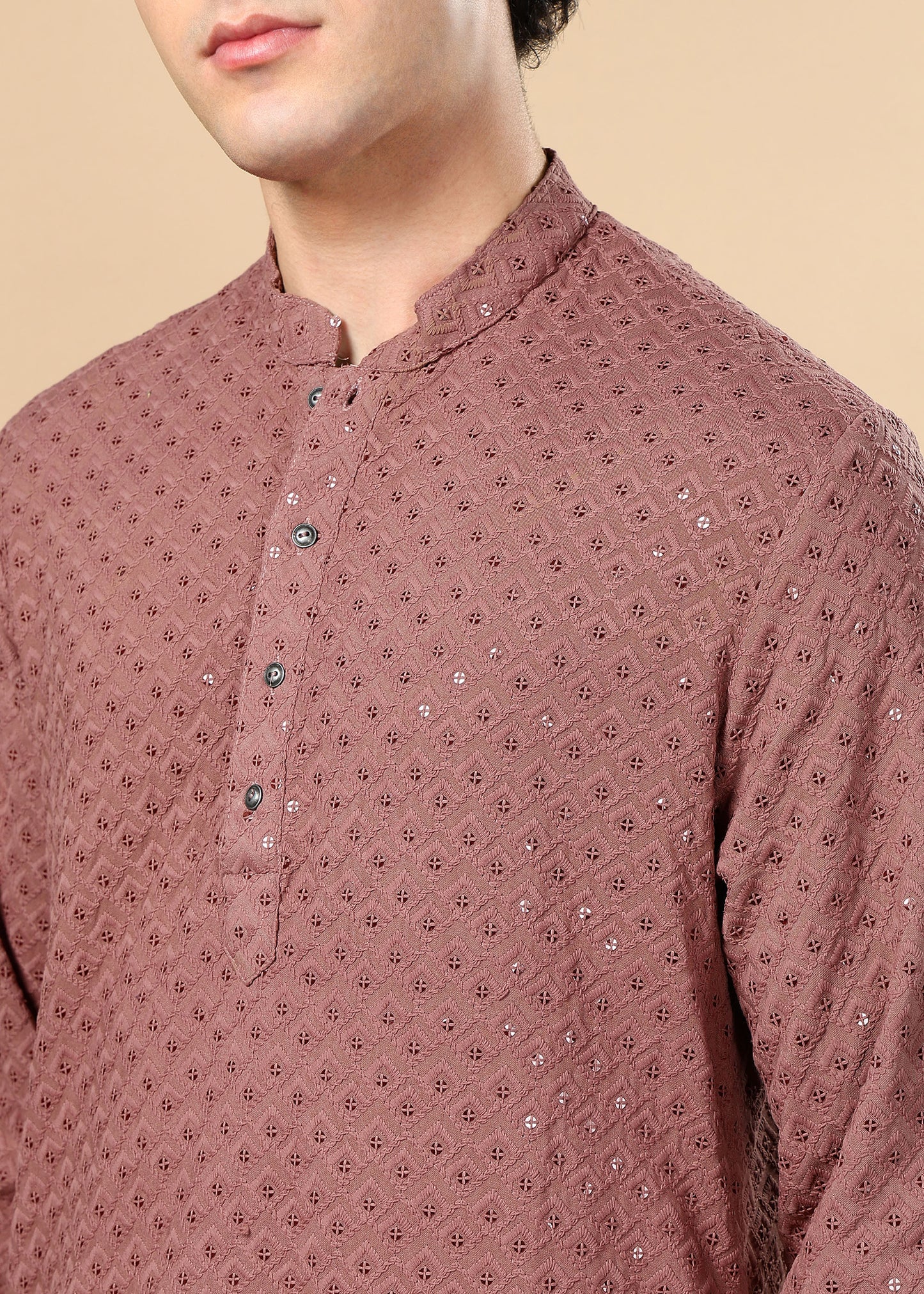 Tattva Maroon Embroidered Short Kurta