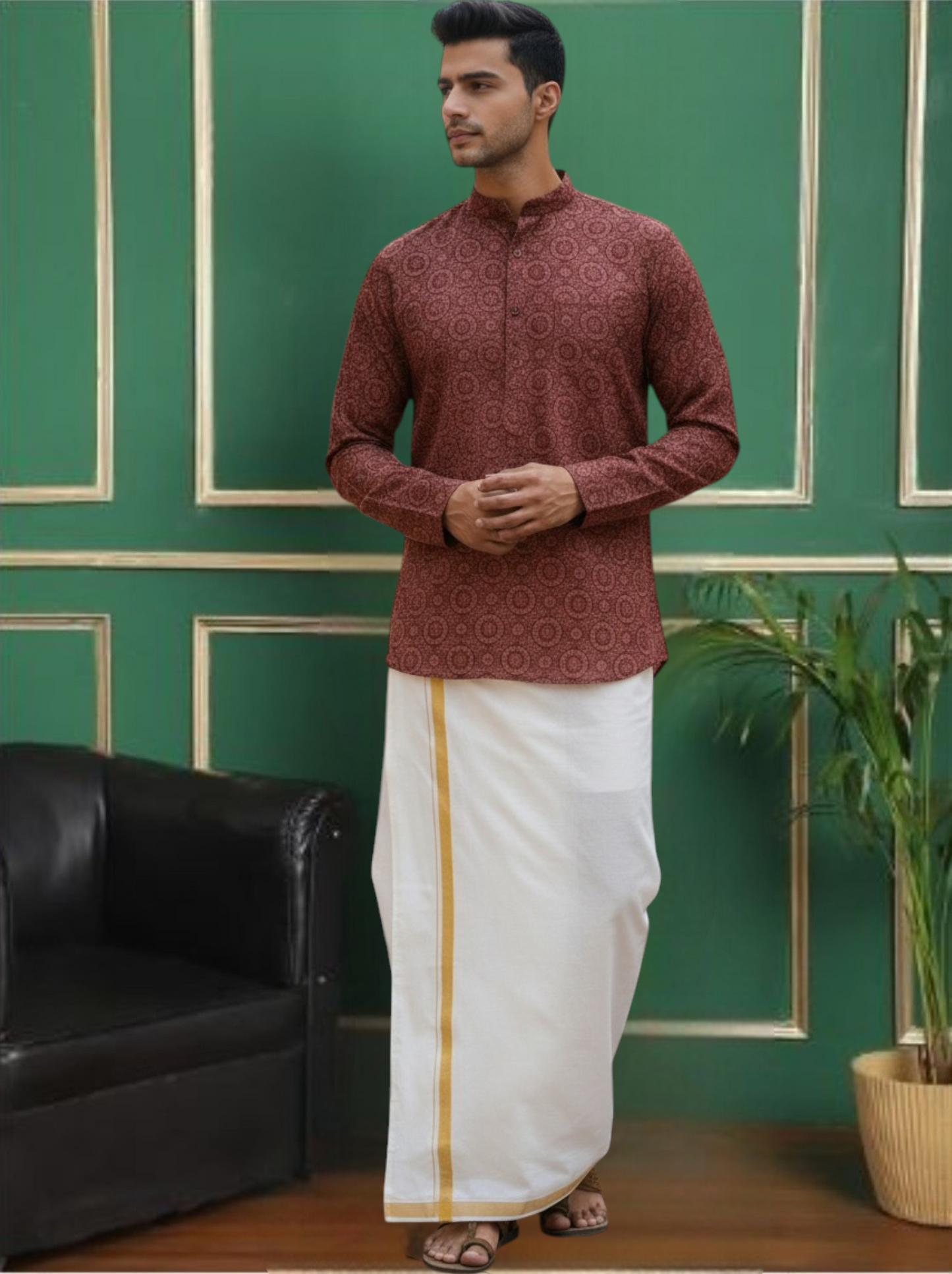 Tattva Men Printed Super Short Kurta