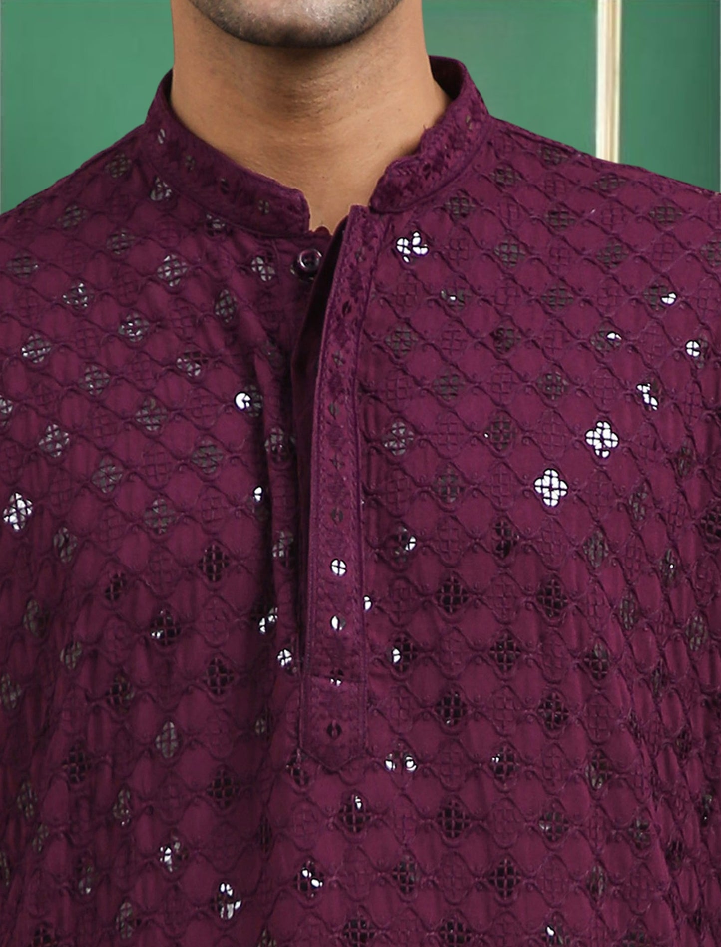 Tattva Purple Toned chikankari Cotton Short Kurta